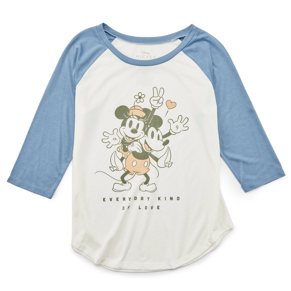 Mickey Minnie Mouse Baseball Graphic Tee Disney ladies Medium t-shirt LOVE NWT M